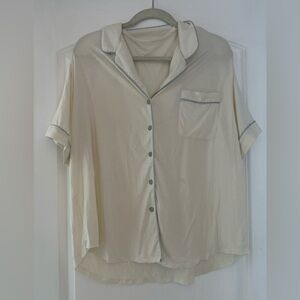 Cozy Earth Cream Short Sleeve Pajama Top, XL
